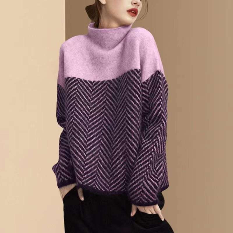 Reese Chevron Mock-Neck Sweater