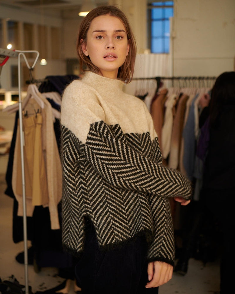 Reese Chevron Mock-Neck Sweater