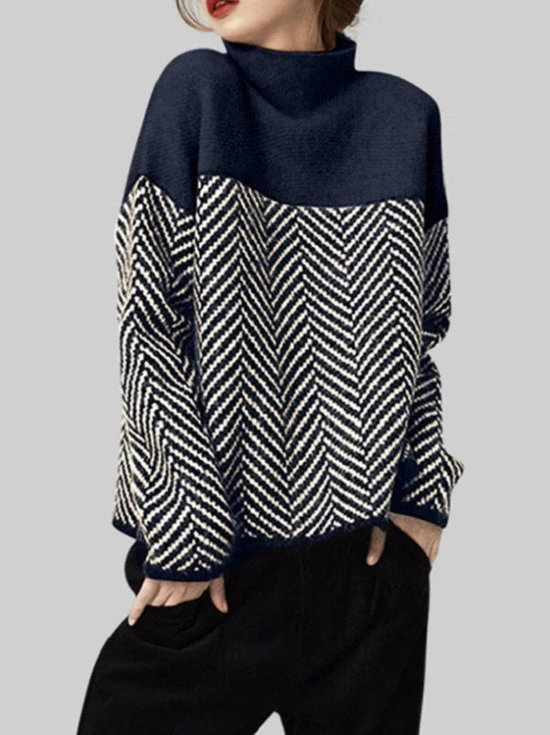 Reese Chevron Mock-Neck Sweater