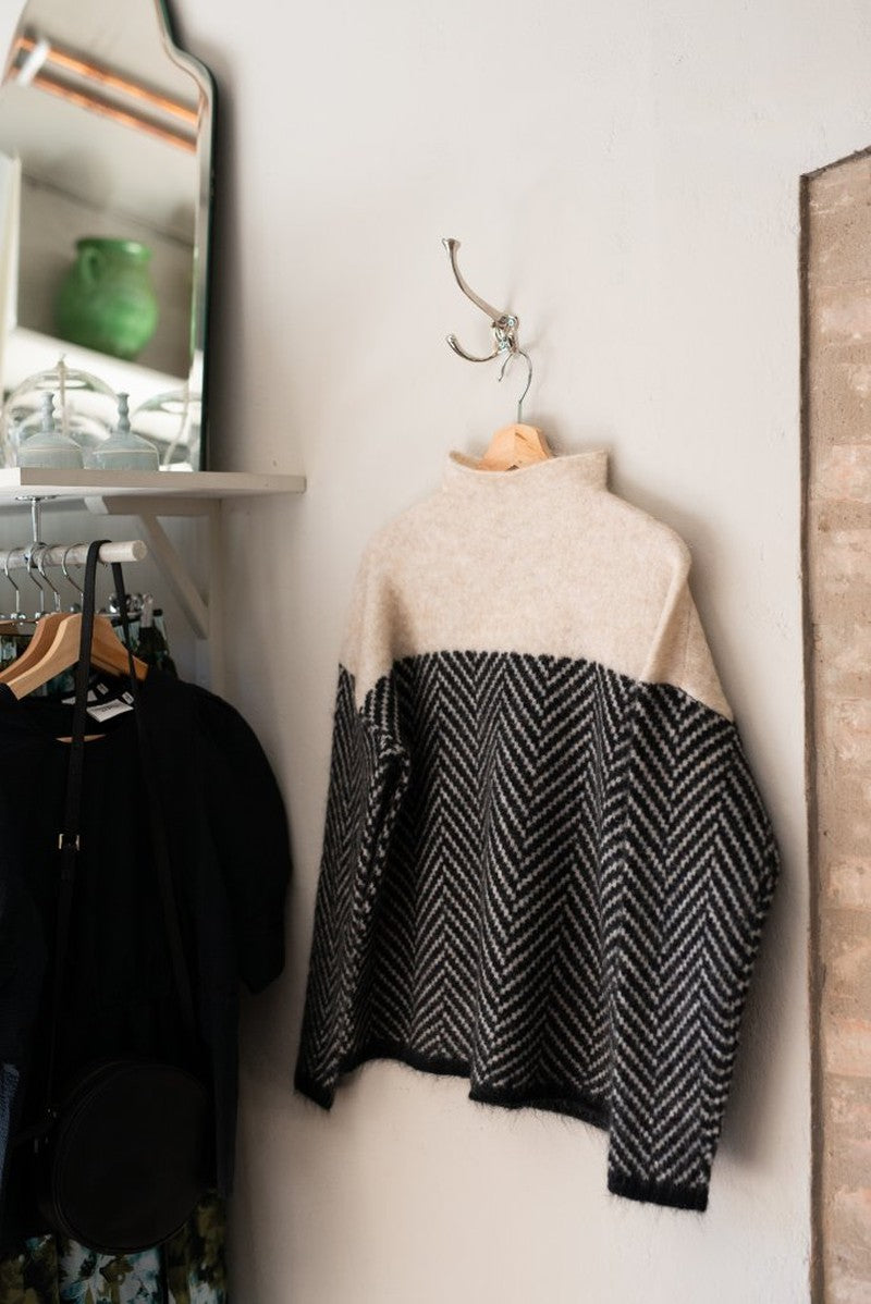 Reese Chevron Mock-Neck Sweater