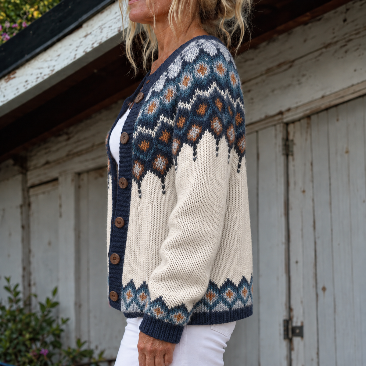 Kyla Heritage-Yoke Knit Cardigan