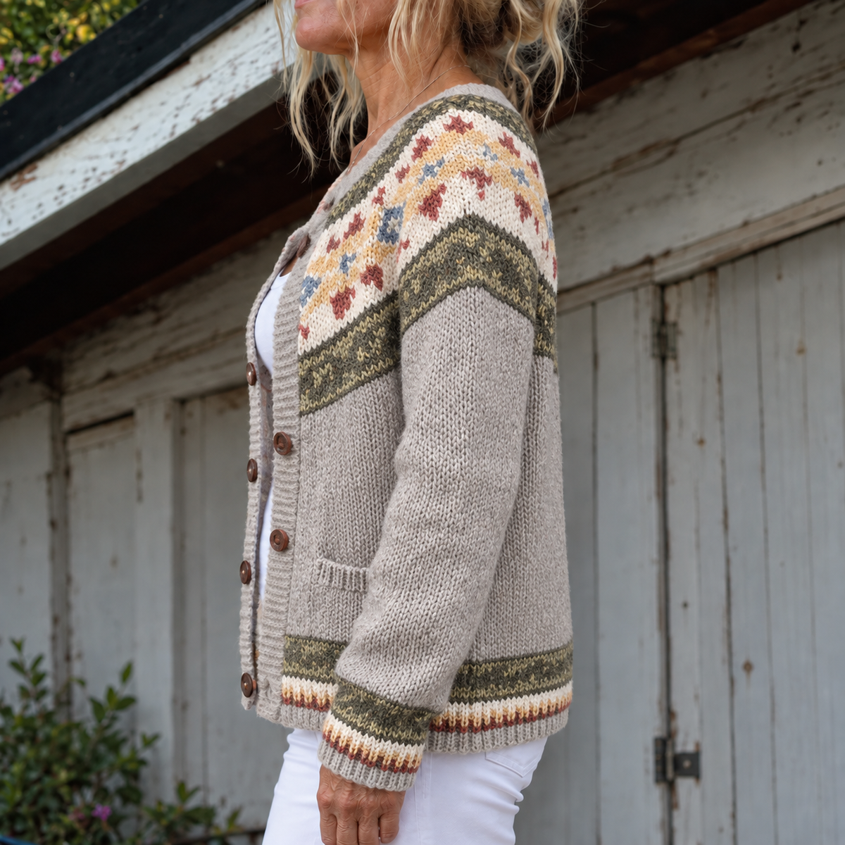 Avery Heritage-Yoke Knit Cardigan