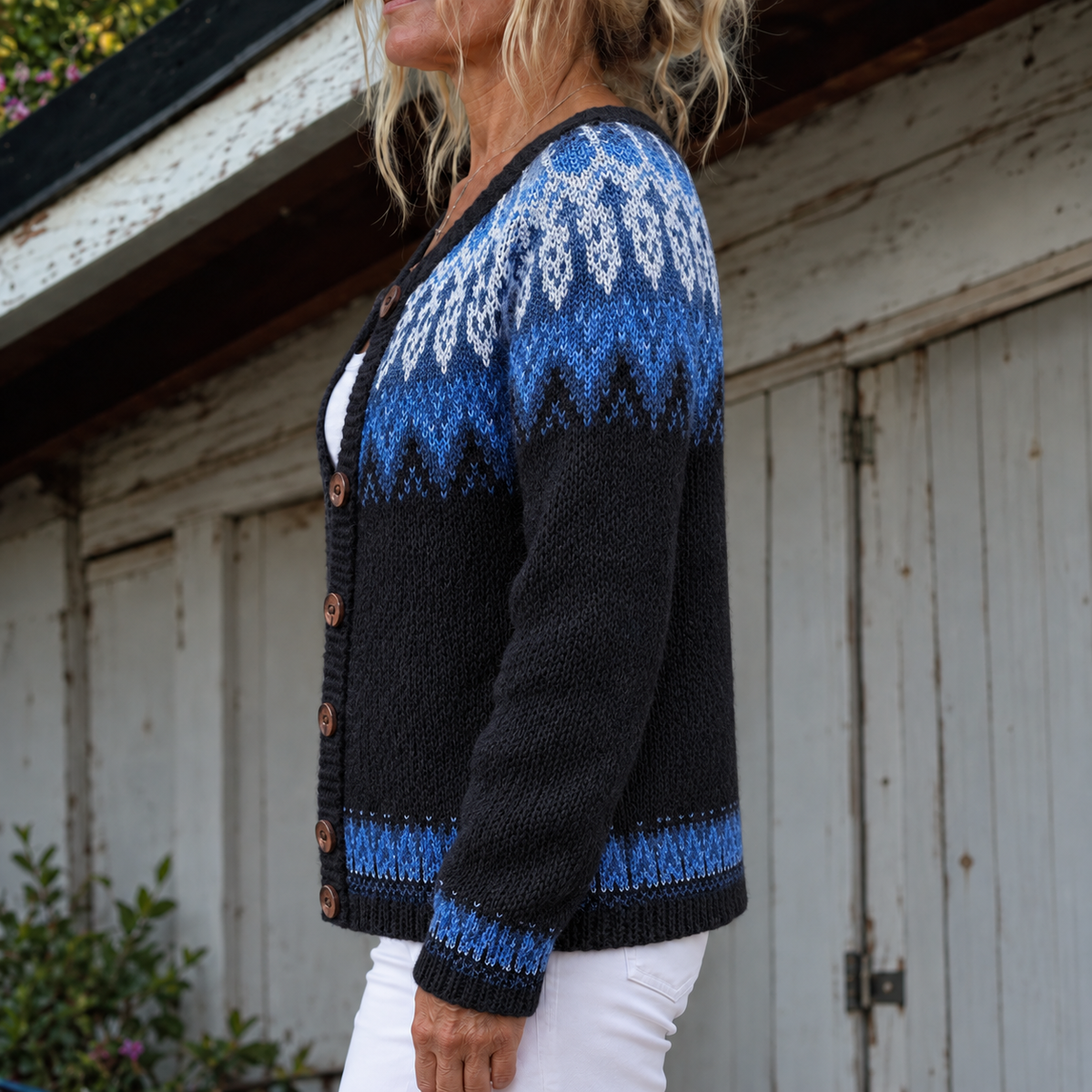 Giovanna Ombre Yoke Knit Cardigan