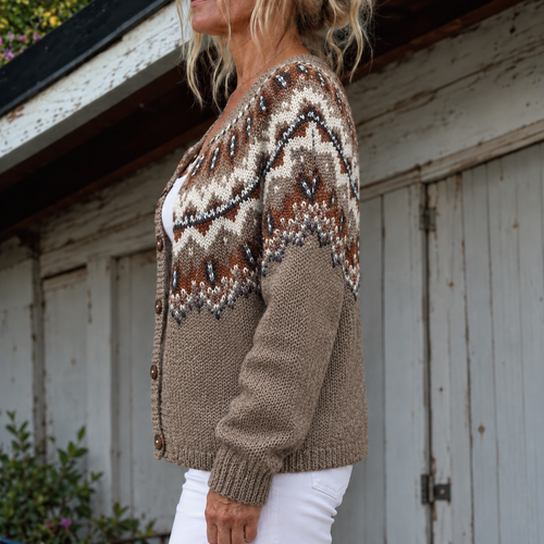 Adeline Earth-Tone Yoke Knit Cardigan