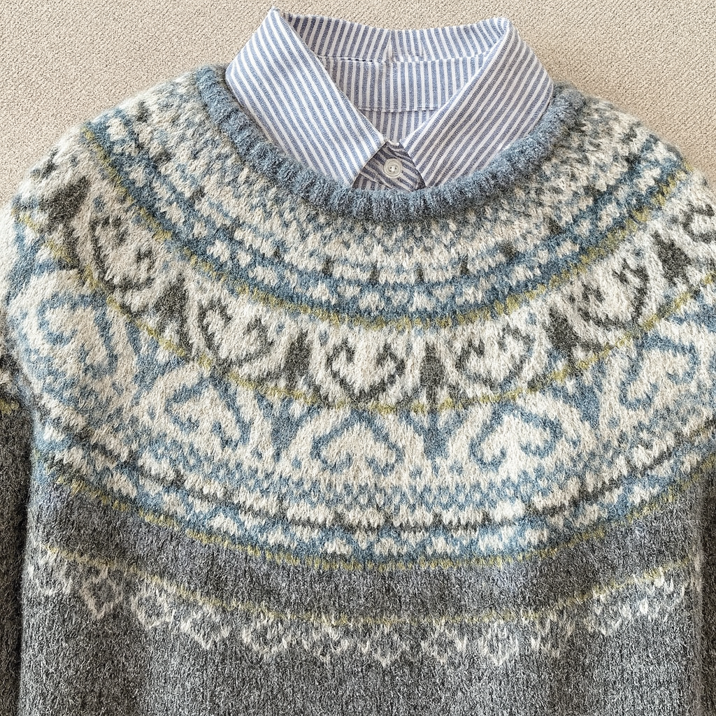 Cherie Ornamental-Yoke Knit Sweater