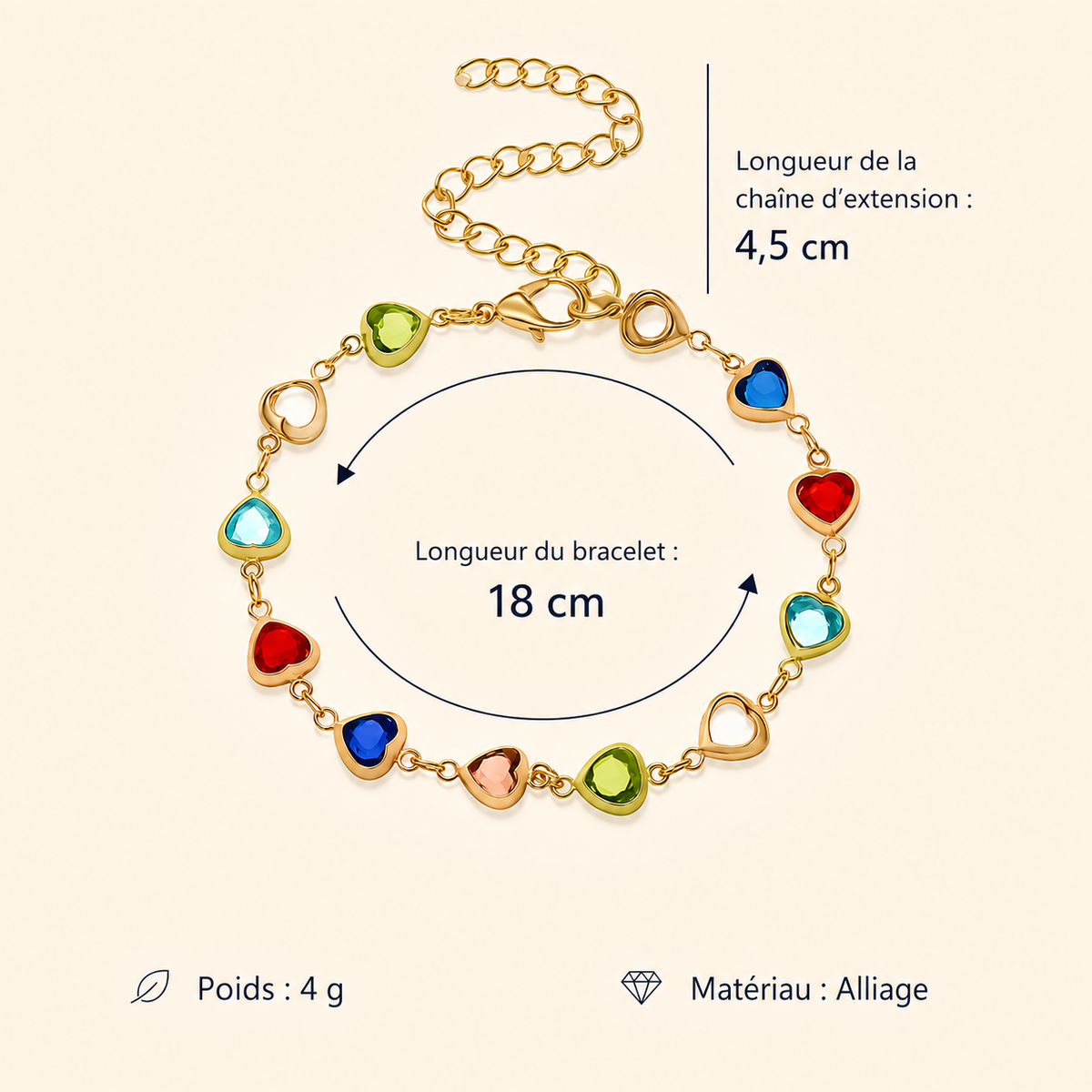Chloe Multicolor Heart Bracelet