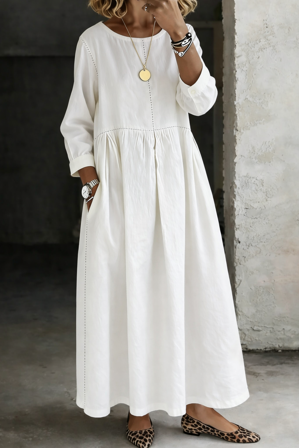 Zephyrelle Gathered Denim Maxi Dress