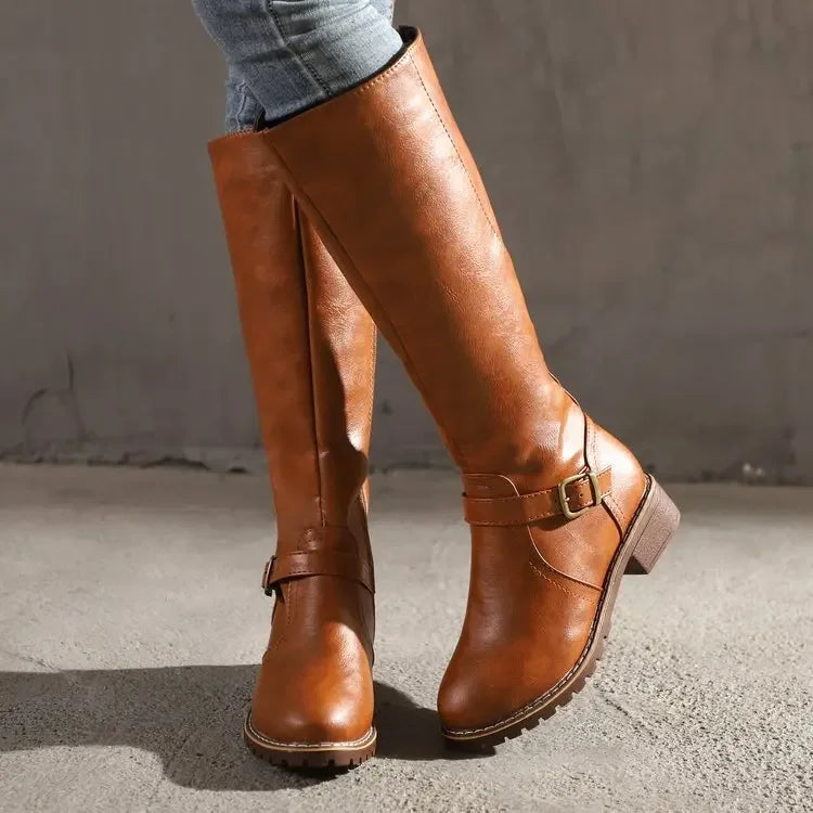 Claire Buckle-Detail Riding Boots