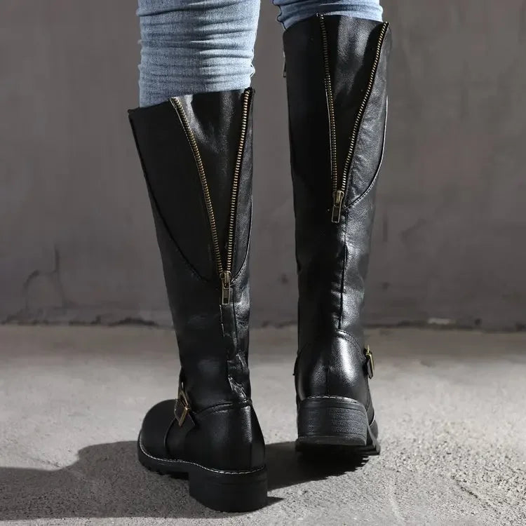 Claire Buckle-Detail Riding Boots