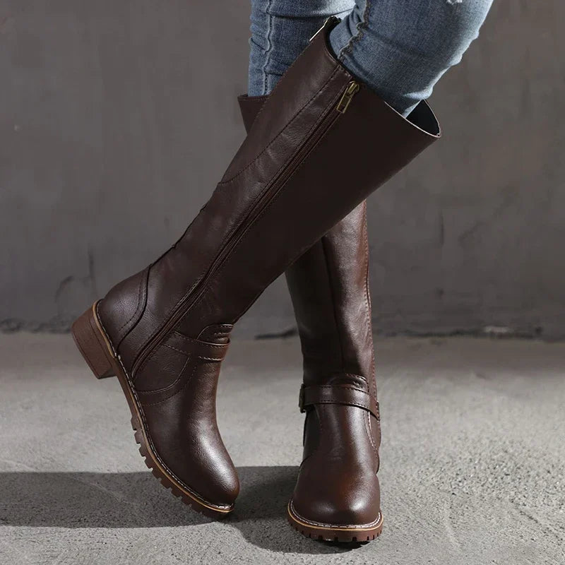Claire Buckle-Detail Riding Boots