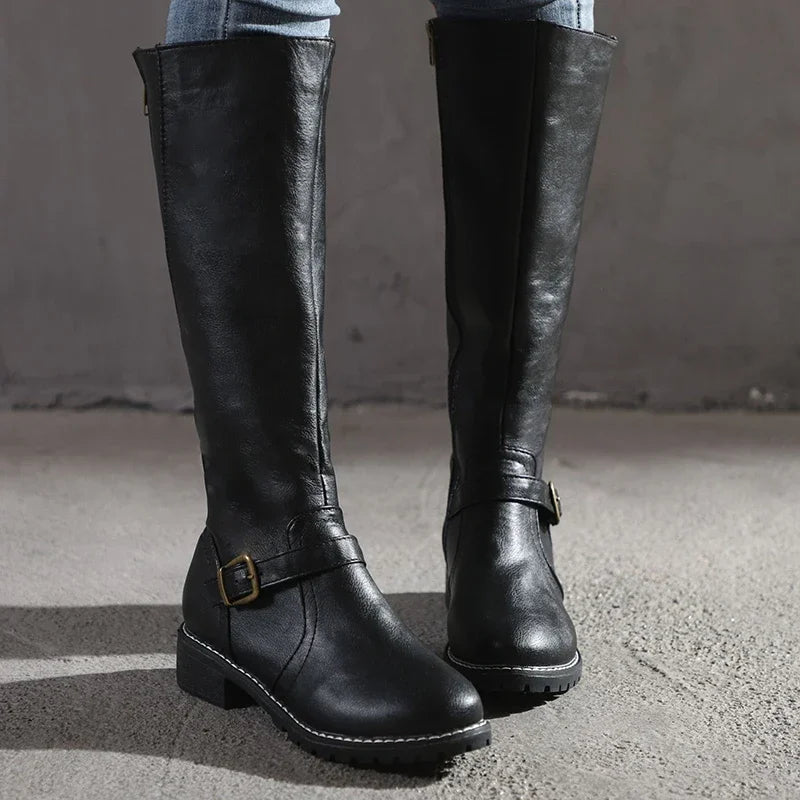 Claire Buckle-Detail Riding Boots