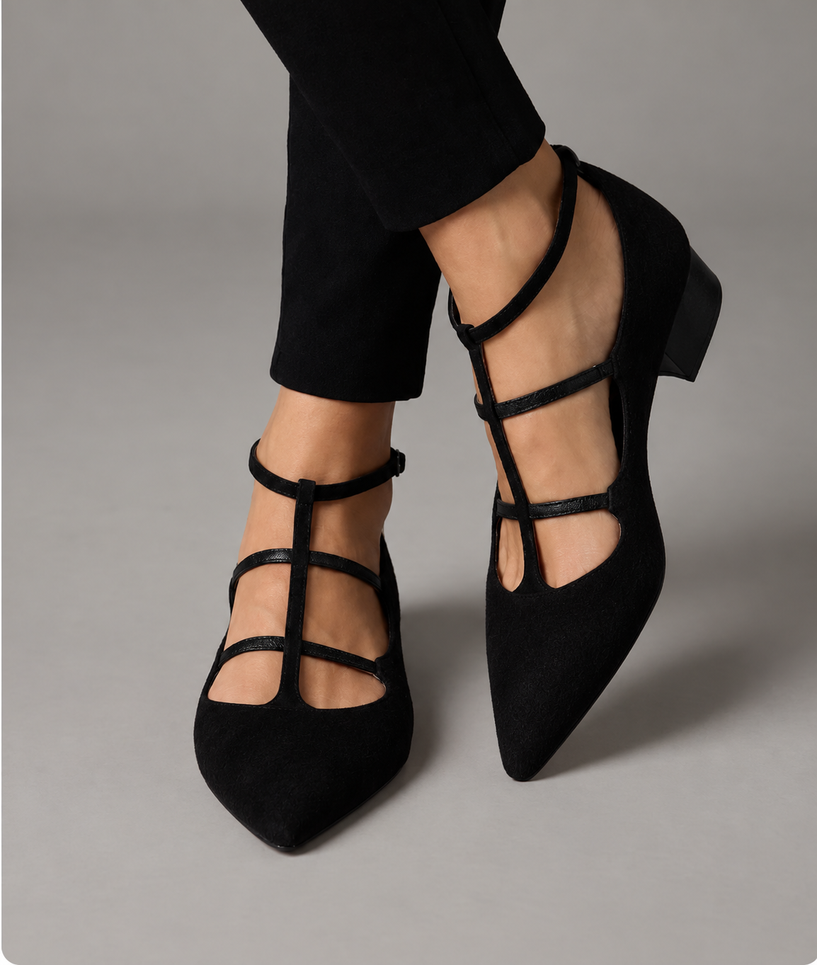 Camille Black Strappy Heels