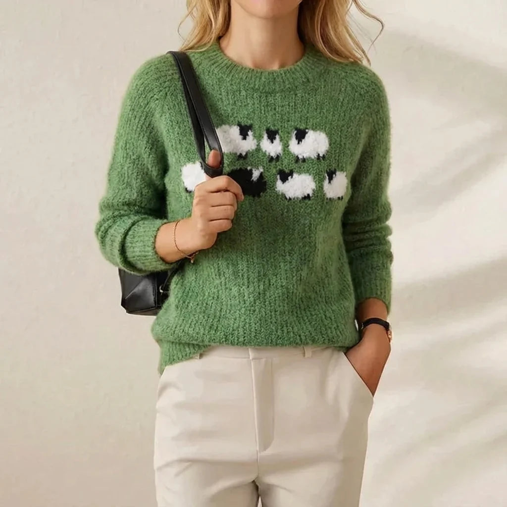 Bianka Sheep Motif Knit Sweater