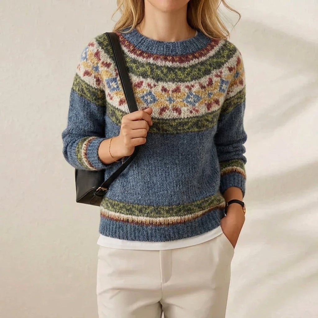 Elska Multicolor Fair Isle Cotton Sweater