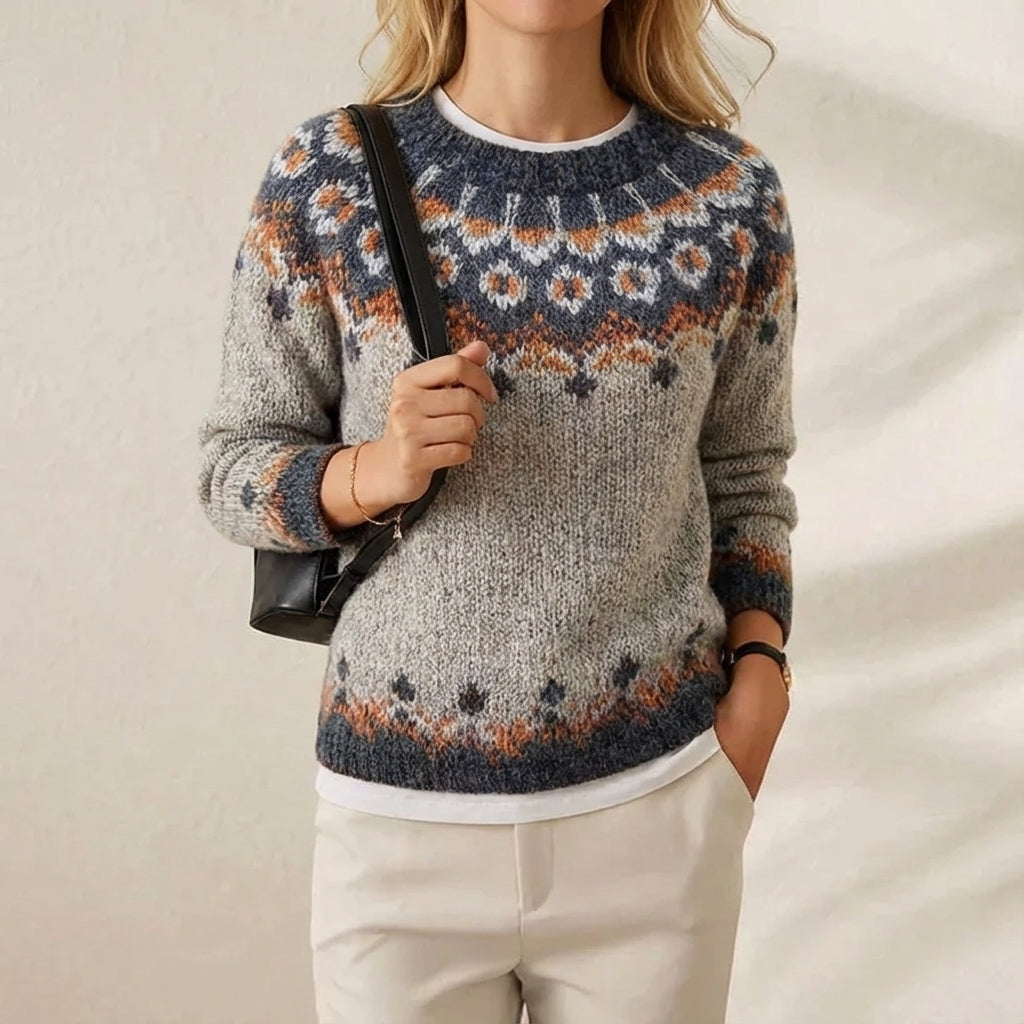 Hilda Geometric Nordic Cotton Sweater