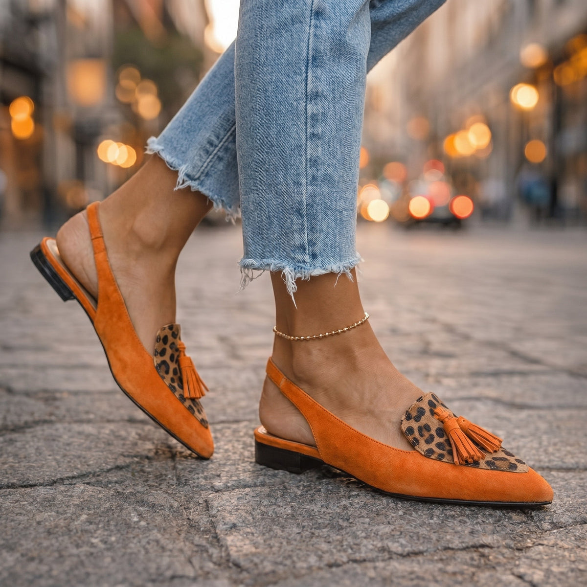 Eliza Tassel-Detail Slingback Flats