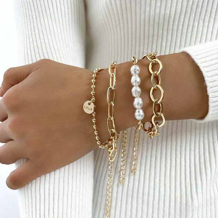 Gemma Four-Piece Mixed Bracelet Set