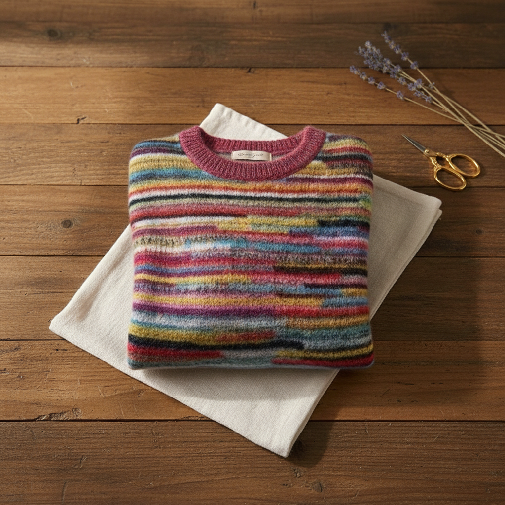 Sanna Earth-Tone Striped Cotton Sweater