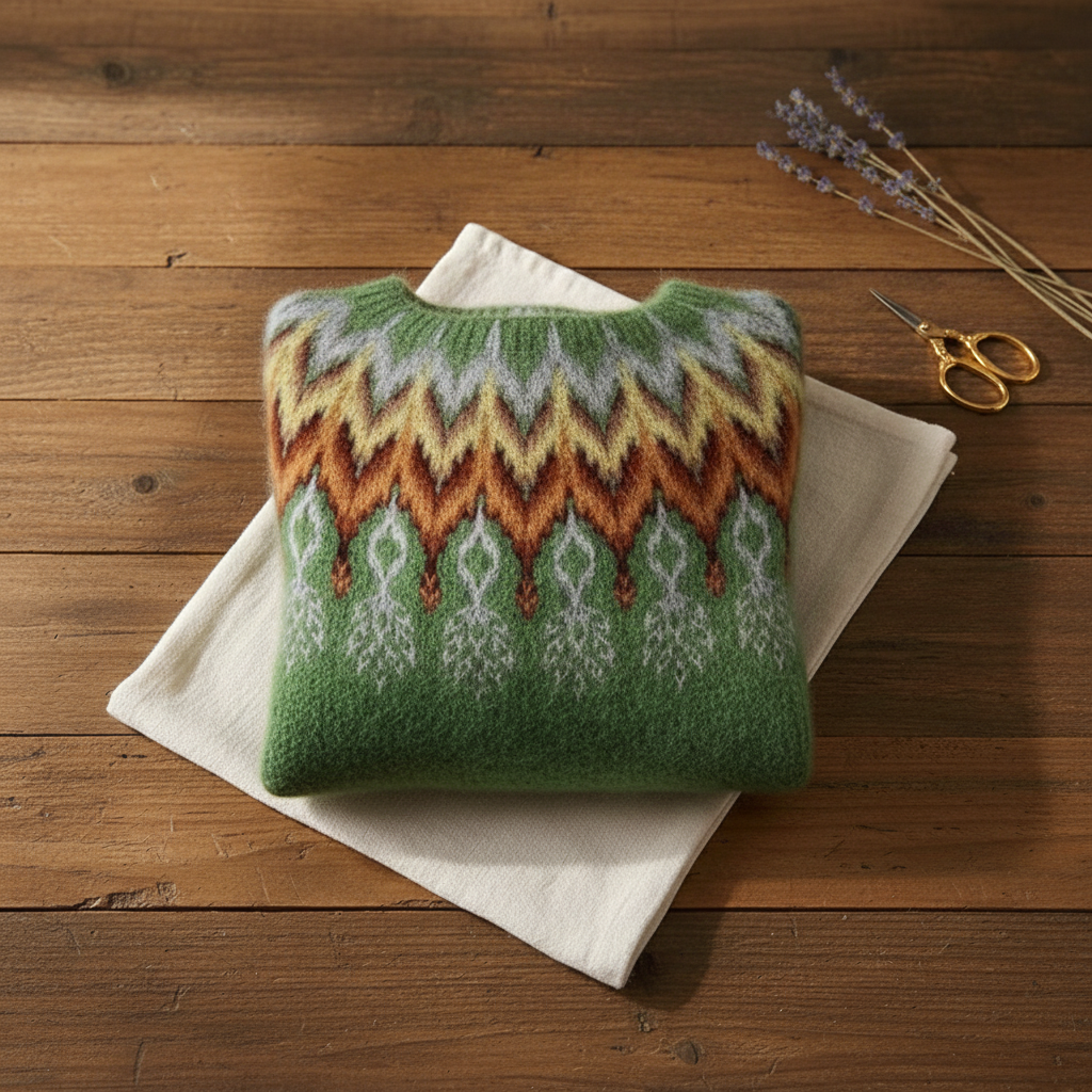 Liv Chevron-Yoke Cotton Sweater