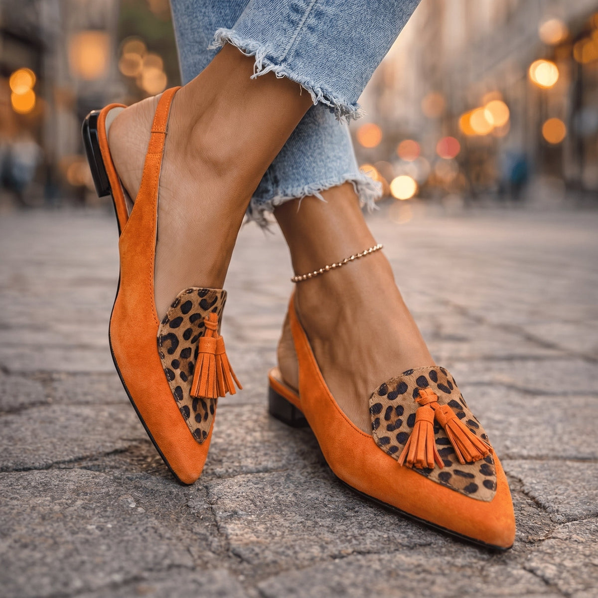 Eliza Tassel-Detail Slingback Flats