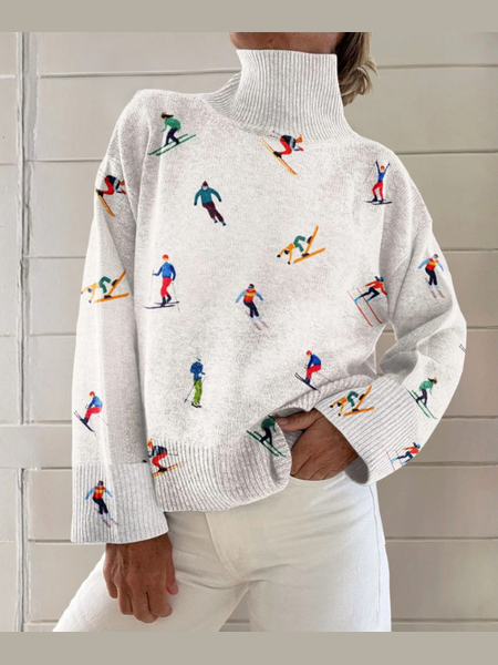 Ava Skier Print Turtleneck Sweater