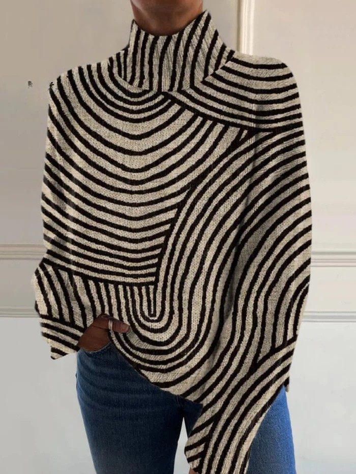 Sienna Abstract Line Turtleneck Sweater