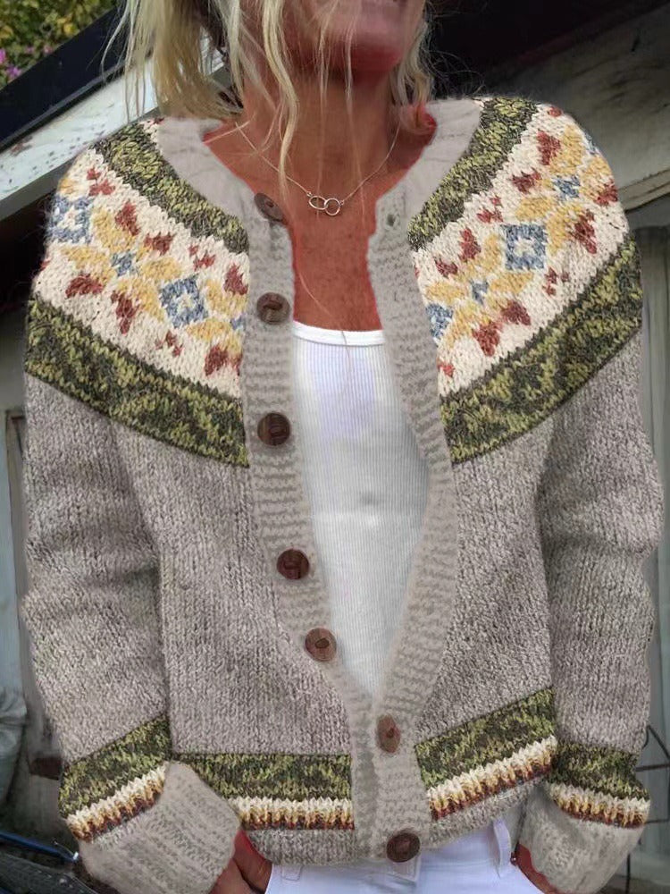 Avery Heritage-Yoke Knit Cardigan