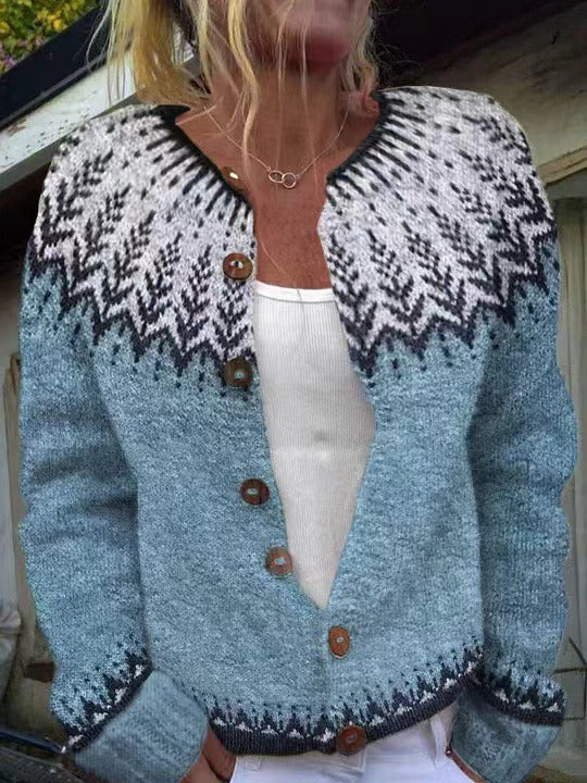 Clara Nordic Pattern Knit Cardigan