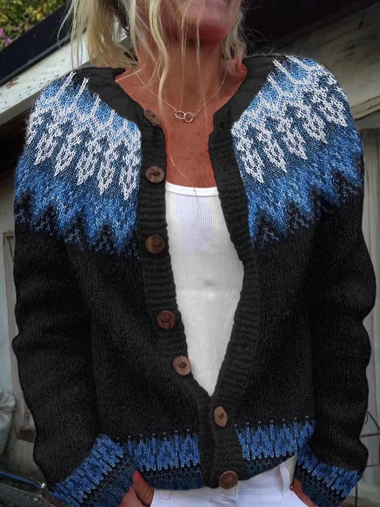Giovanna Ombre Yoke Knit Cardigan
