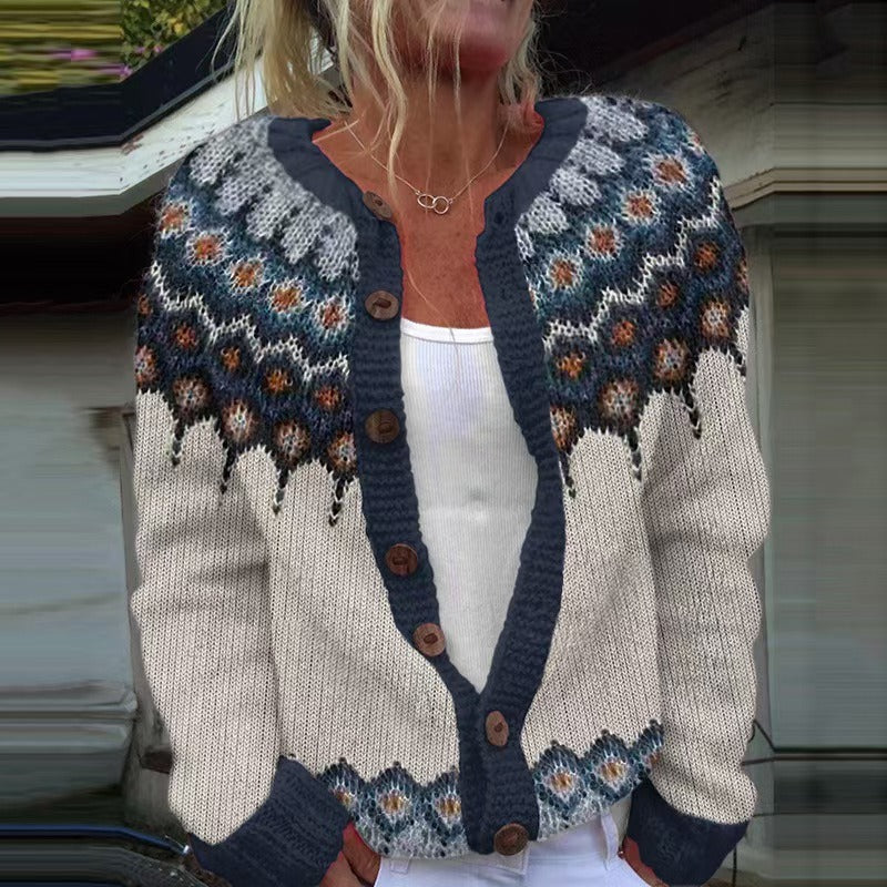 Kyla Heritage-Yoke Knit Cardigan