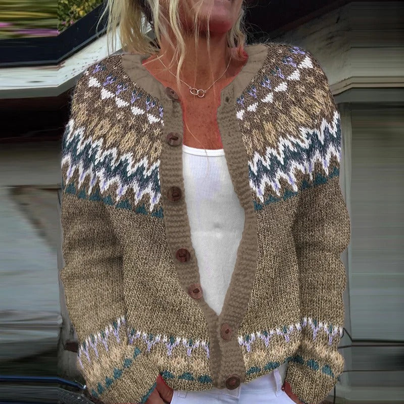 Corinne Earth-Tone Heritage Cardigan