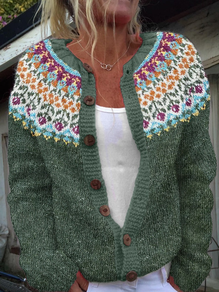 Alicia Multicolor-Yoke Knit Cardigan