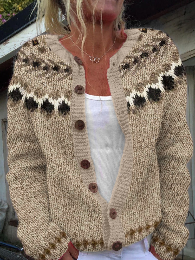 Aubree Neutral Pattern Knit Cardigan