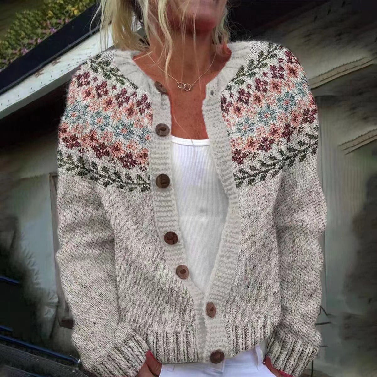 Madeline Patterned Knit Cardigan