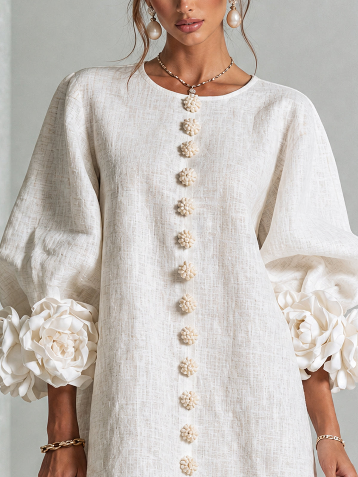 Aurelia Floral-Cuff Mini Dress