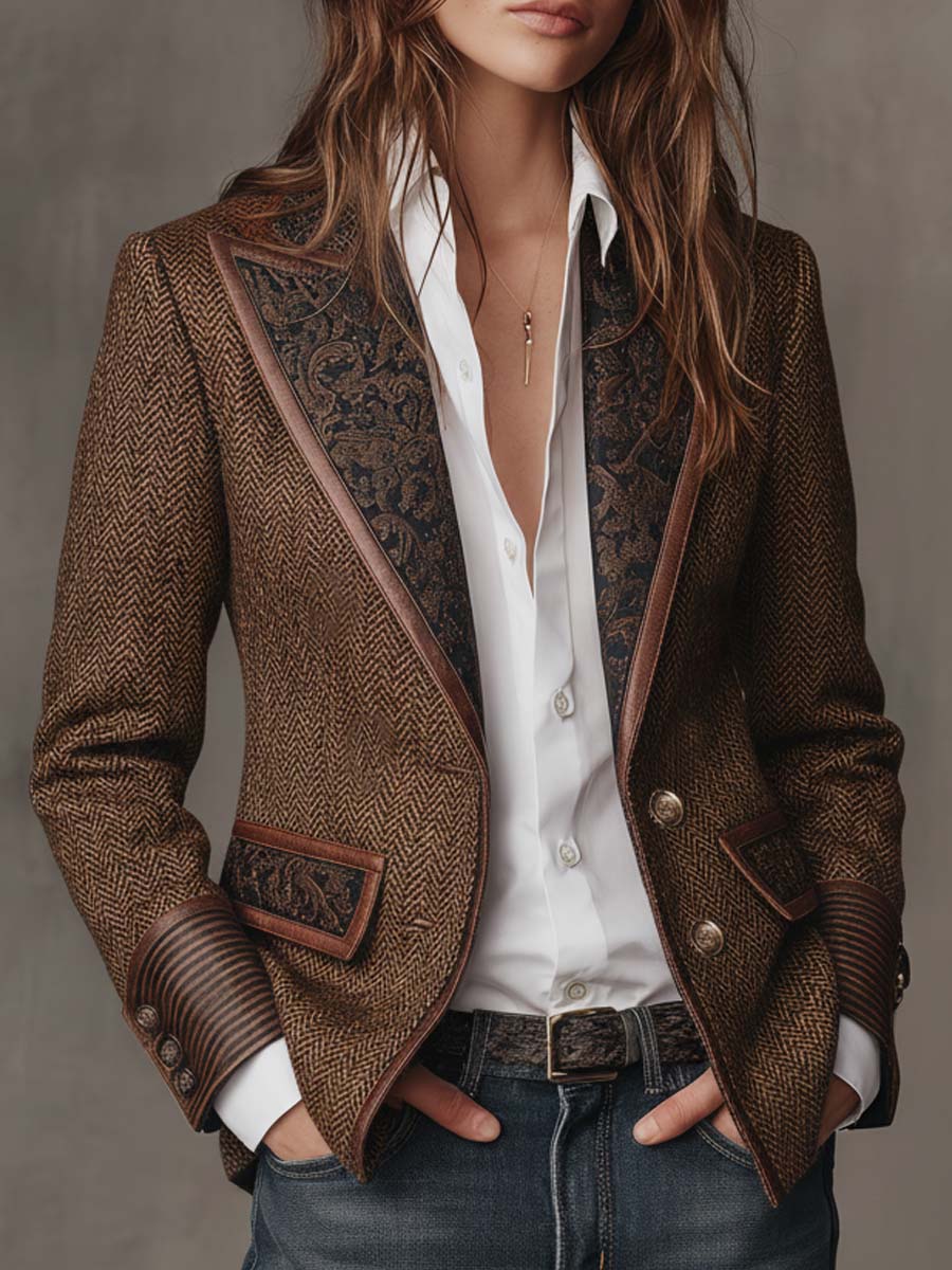 Margot Herringbone Paisley Blazer