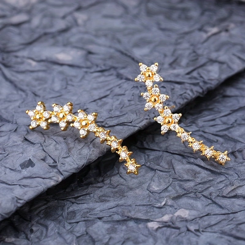 Elara Floral Stone Ear Climbers