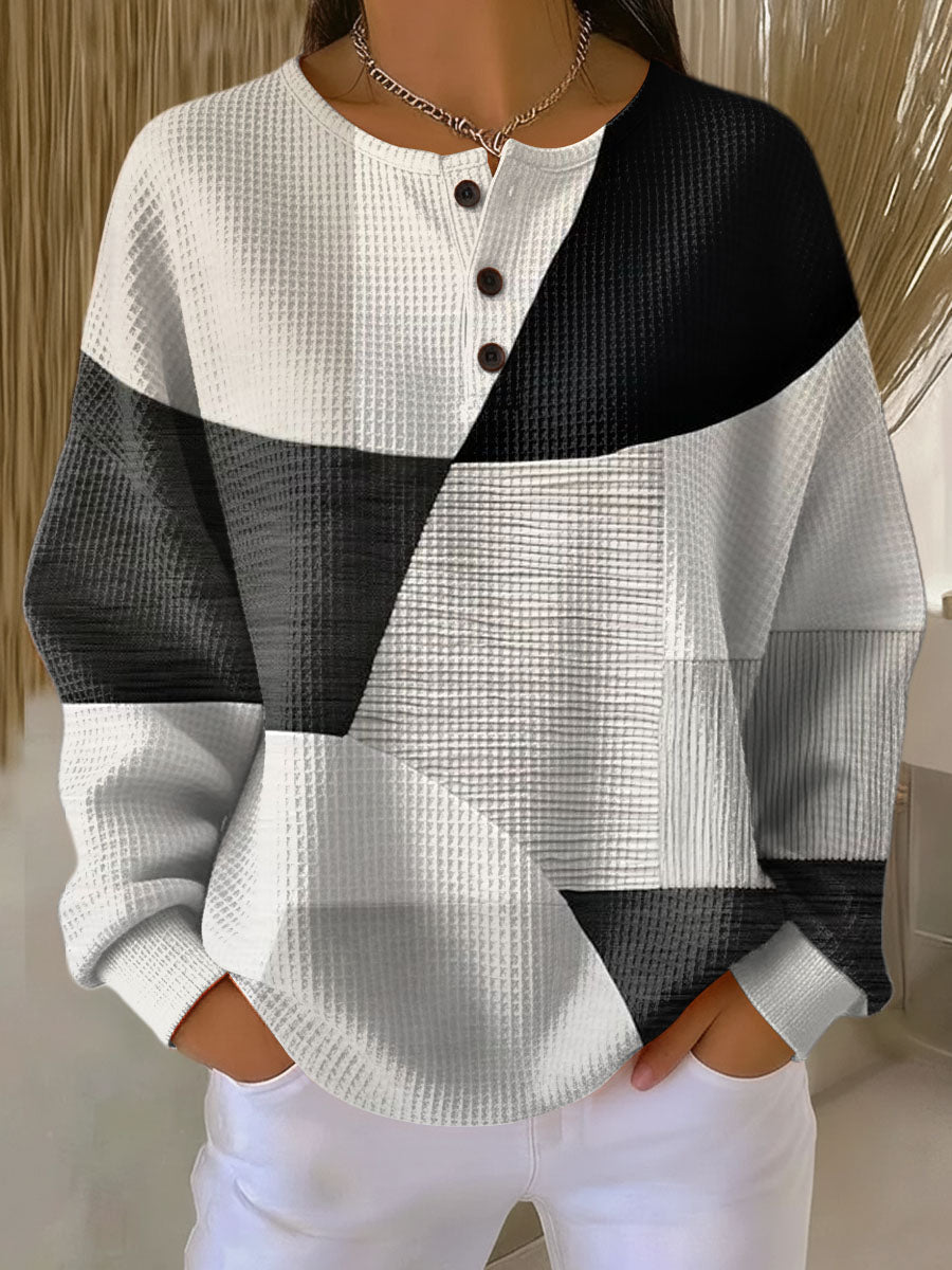 Celine Colorblock Waffle-Knit Sweater