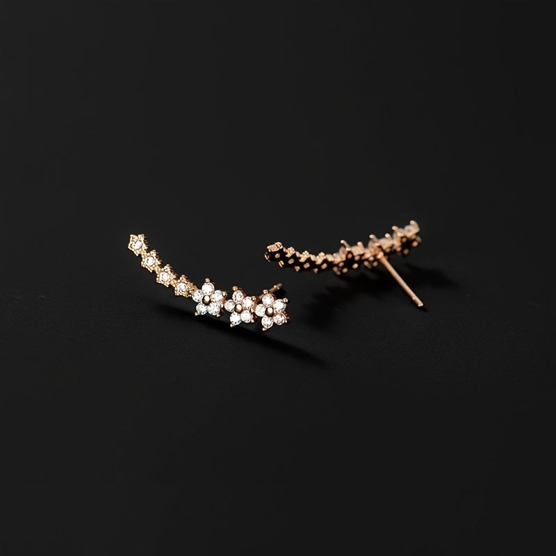 Elara Floral Stone Ear Climbers