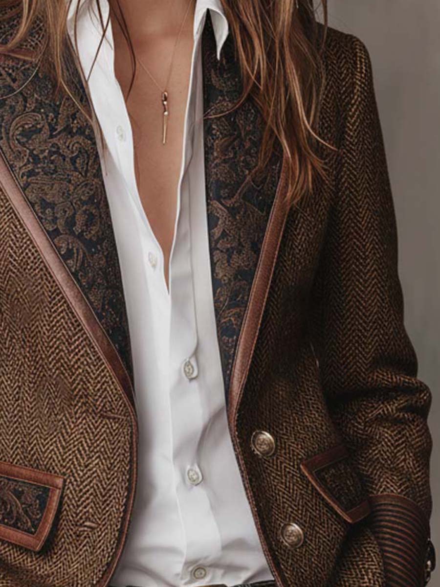 Margot Herringbone Paisley Blazer