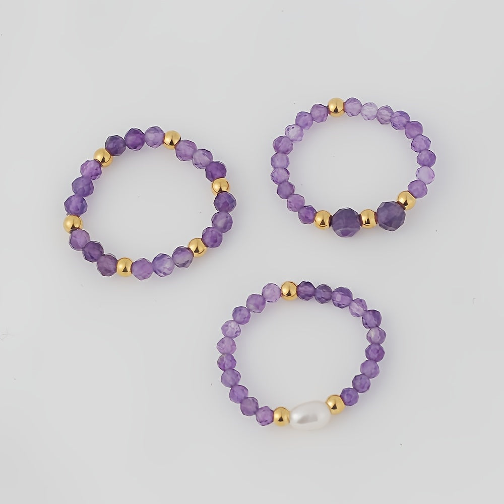 Sienna Three-Piece Beaded Ring Set
