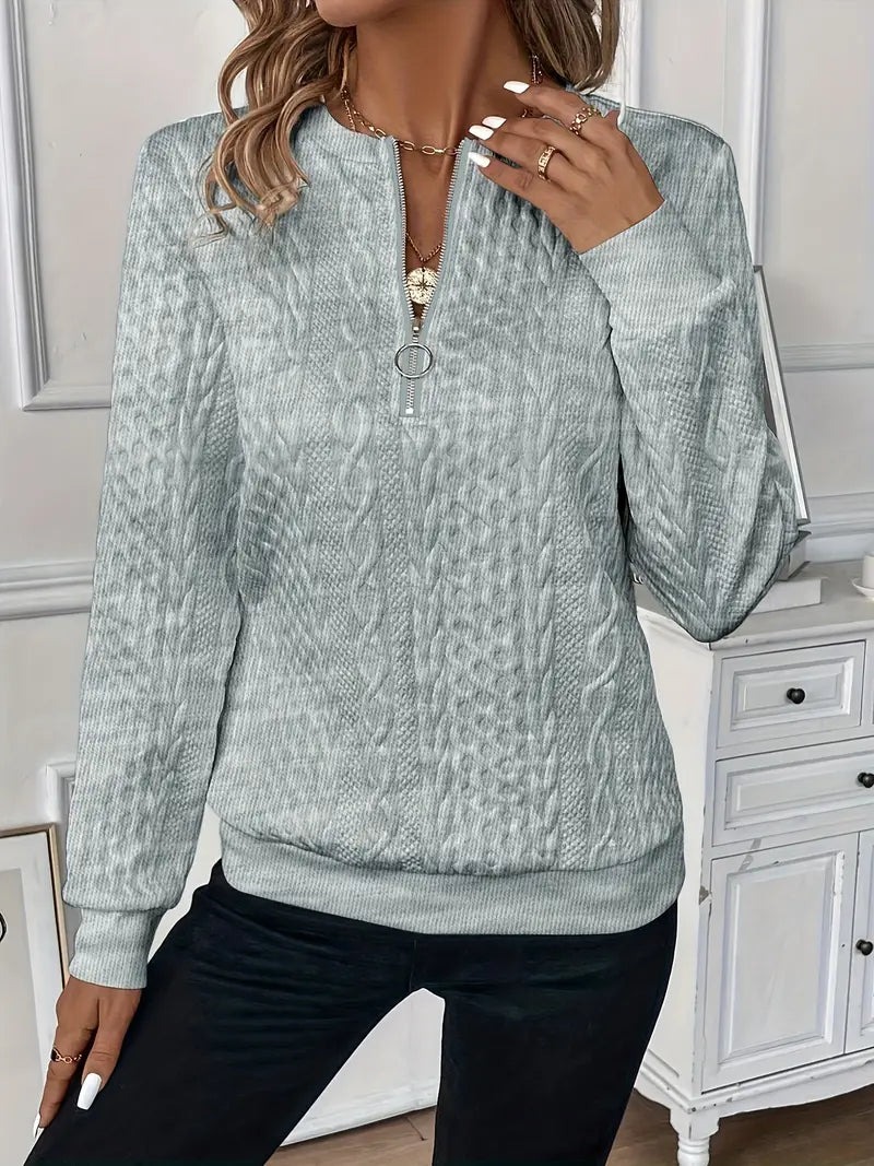 Juliette Cable-Knit Zip Sweater