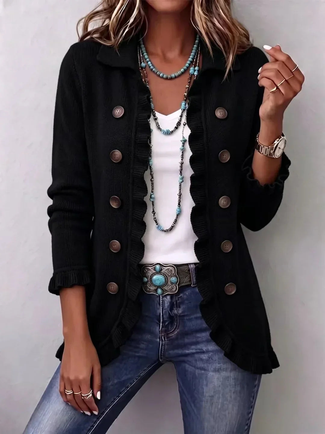 Lois Ruffled Denim Jacket