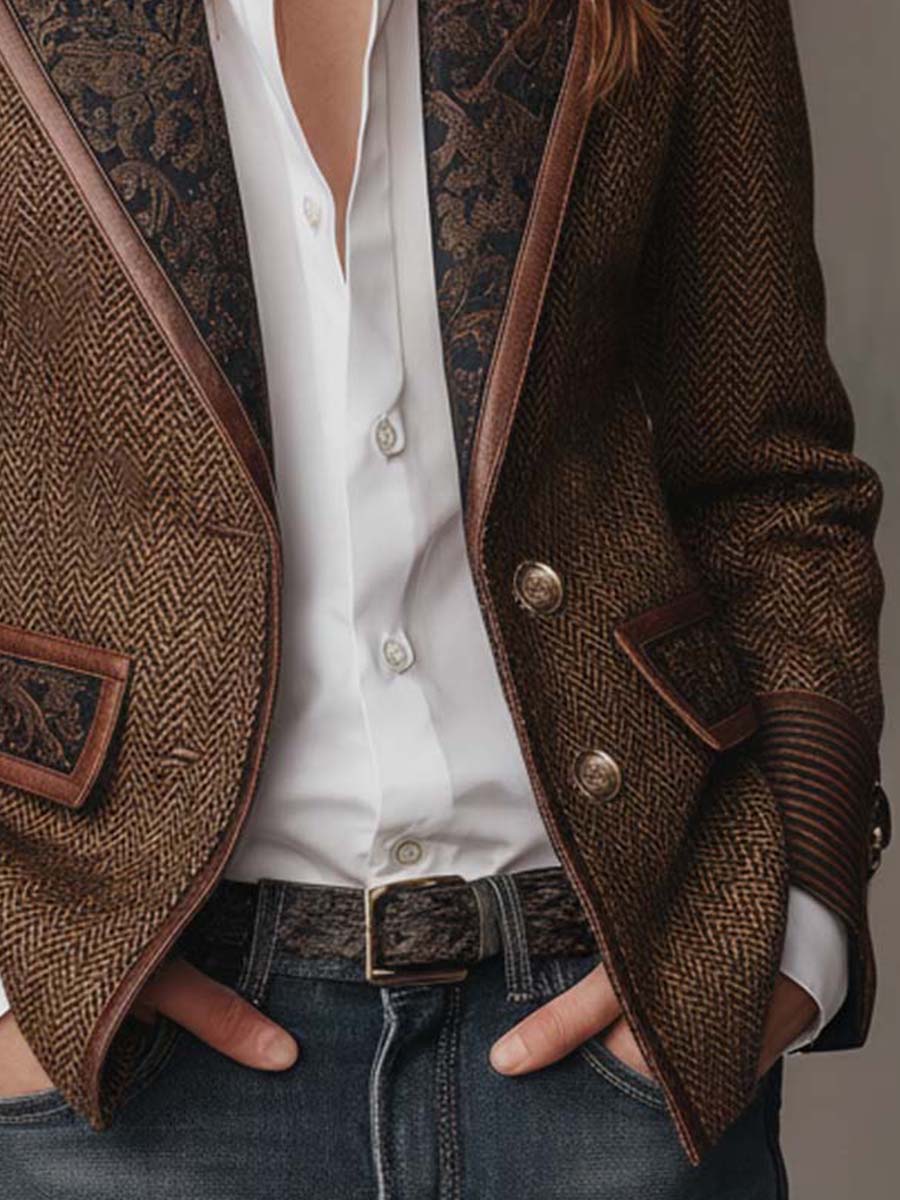 Margot Herringbone Paisley Blazer