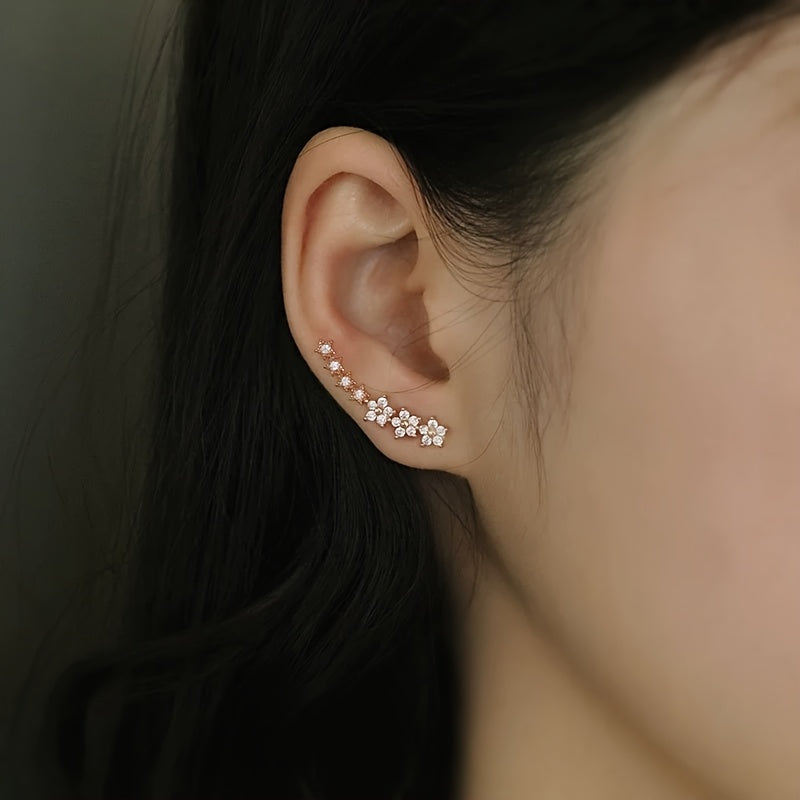 Elara Floral Stone Ear Climbers