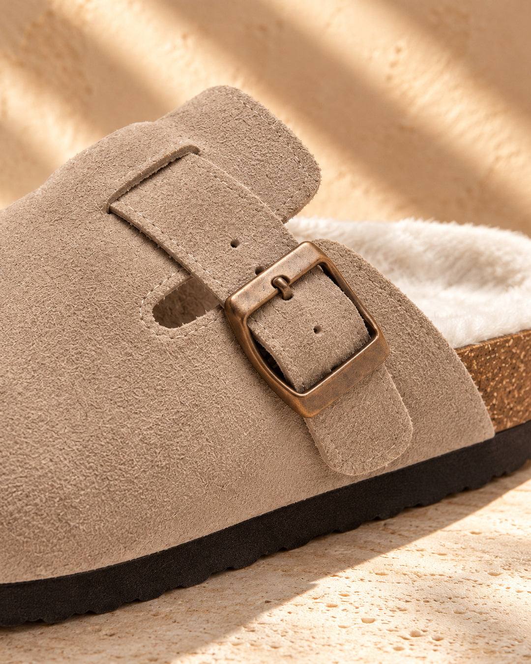 Celeste Faux-Fur-Lined Suede Clogs - Taupe