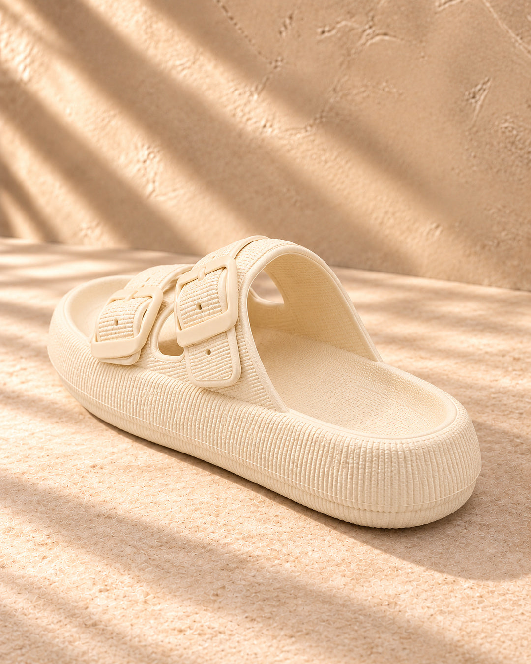 Lucille Cushioned Double-Buckle Sandals - Cream
