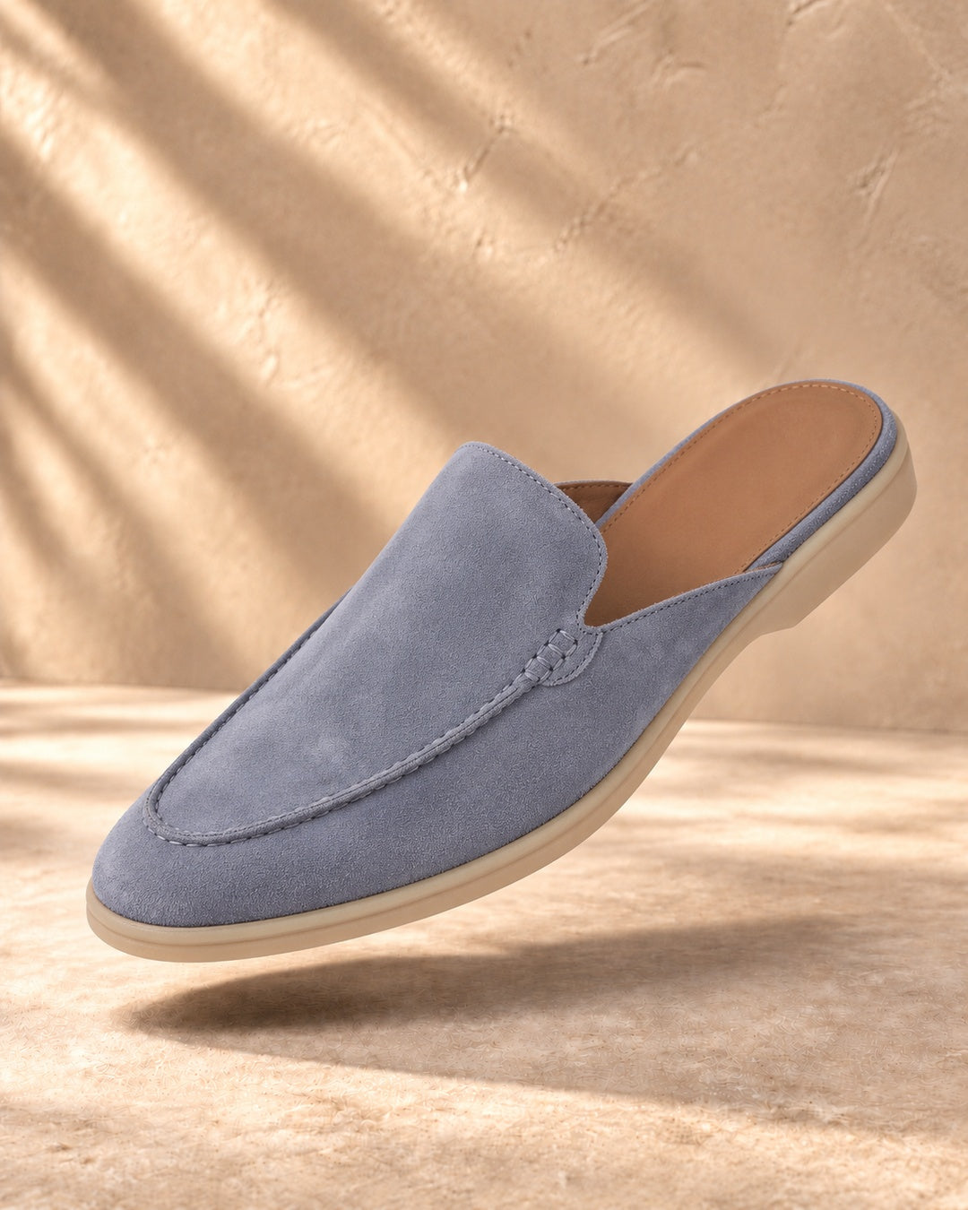 Taylor Light Blue Suede Mule Loafers - Light Blue