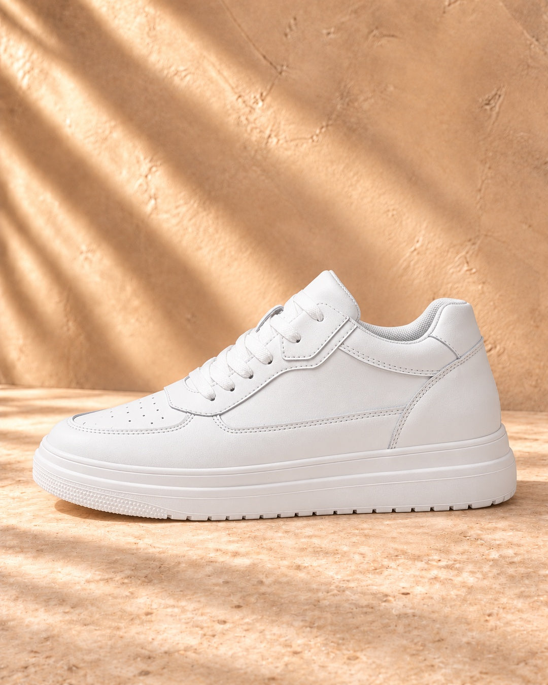 Blake Hidden-Lift Court Sneakers - White