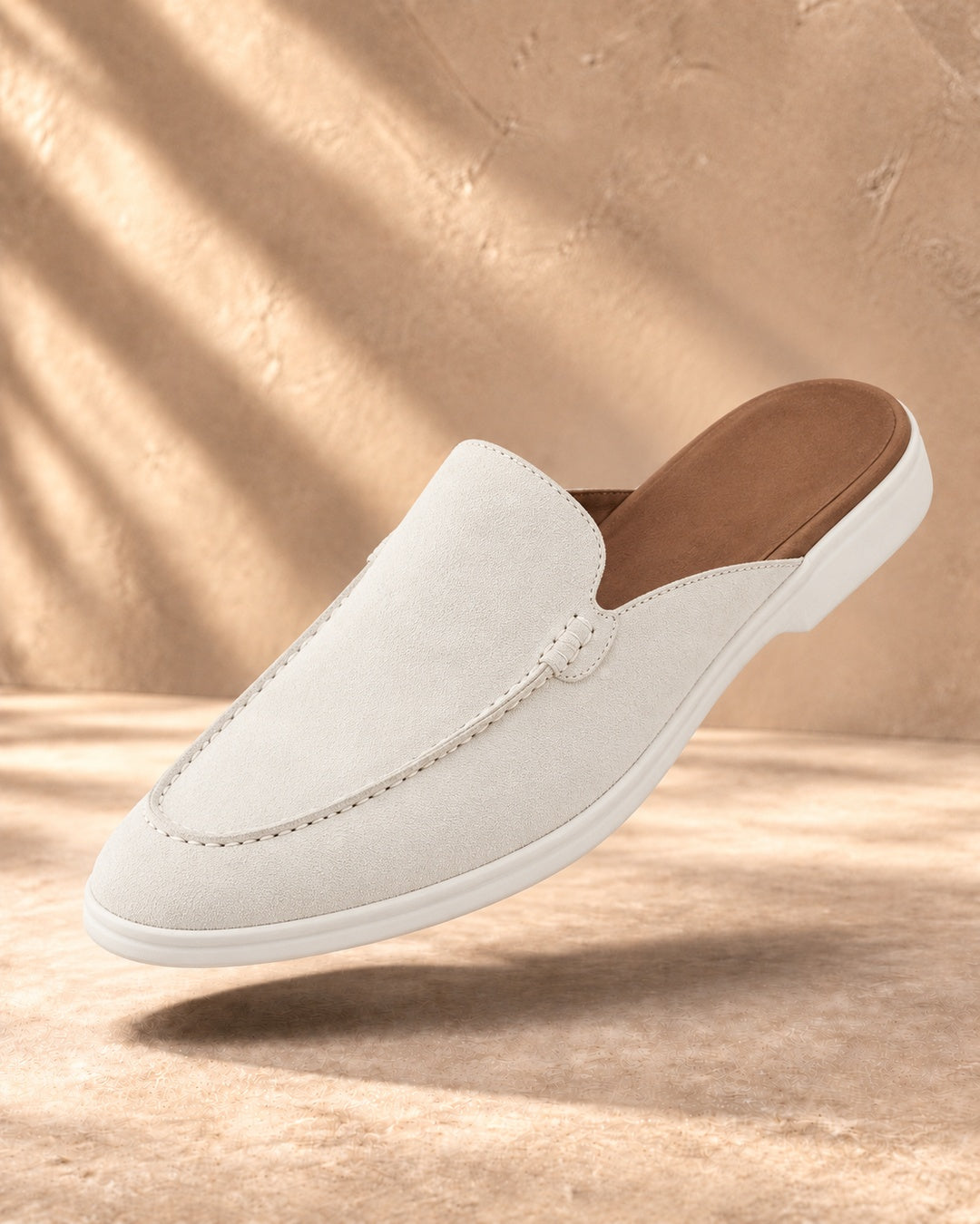 Quinn White Suede Mule Loafers - White